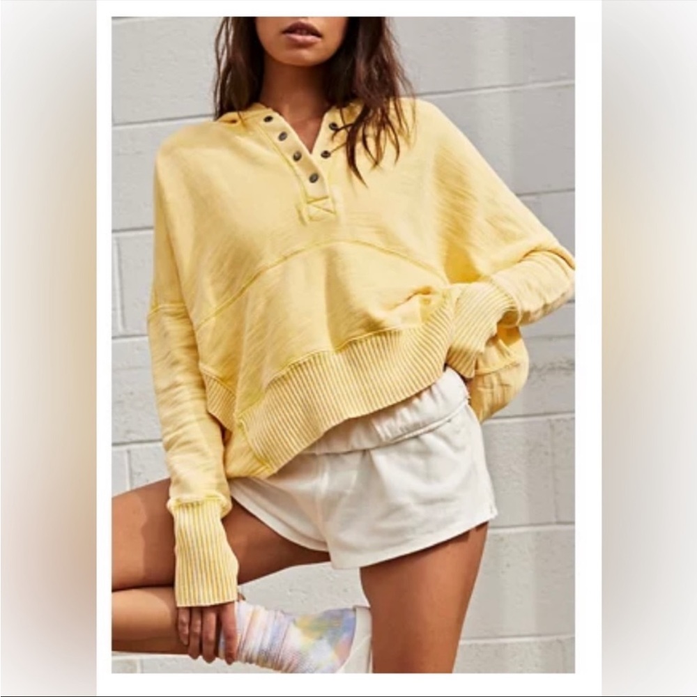 Free people solid yellow honey dove pullover size XS